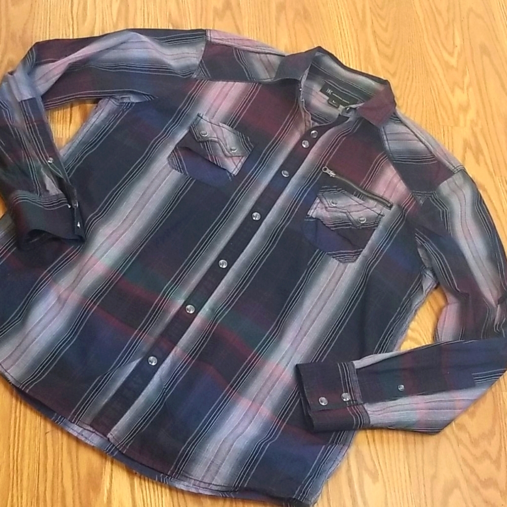 INC snap down dress shirt lg
